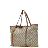 グッチ GGスプリーム トートバッグ 309613 ベージュ ブラウン レザー レディース GUCCI 【中古】